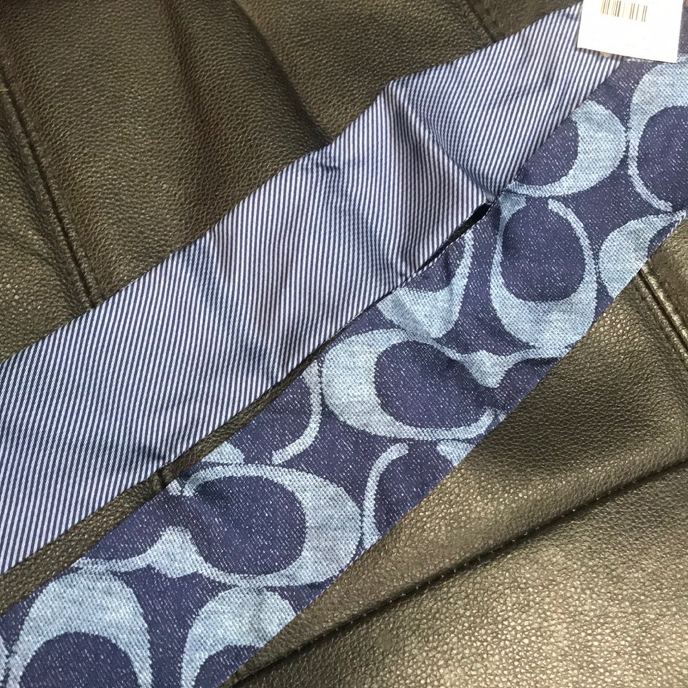 Coach denim signature pony wrap/hair bow/tie new